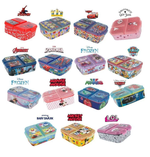 FAVOURITE KIDS CHARACTER 3 Compartment Sandwich Lunch Box School ...