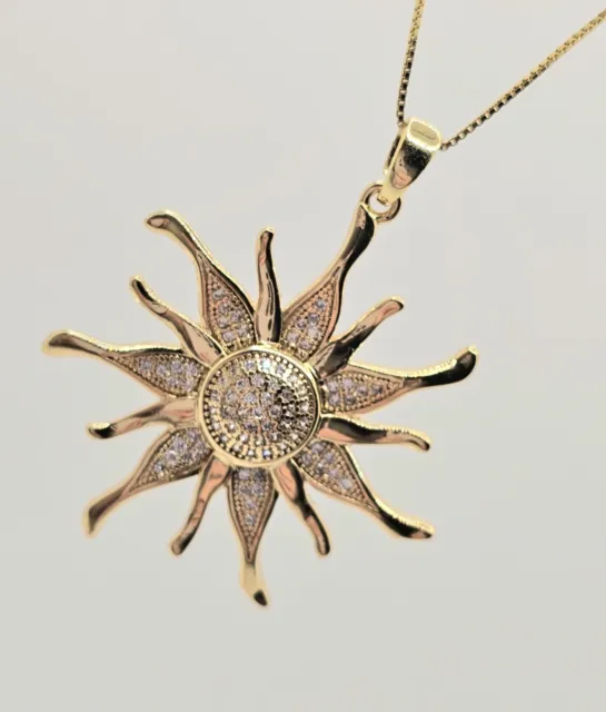 Bohemian Pave CZ SUN Necklace  Gold-Plated SUMMER Perfect Gift For Women Girls 3