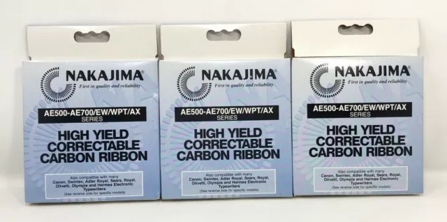 Nakajima Lot of 3 AE500-AE700/EW/WPT/AX Series Correctable Carbon Ribbons