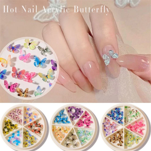 ongles Acrylique Mini papillon Décoration d'ongle Charmes à ongles 3D Strass