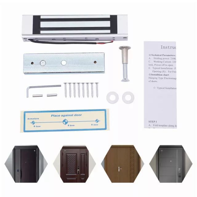 Sistema de control de acceso de puerta con cerradura magnética eléctrica 600 lb 280 kg accesorio de sujeción 12 V