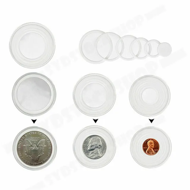 Coin Display Capsules Best Quality Sets of 12 with Inner linings All Size Coins