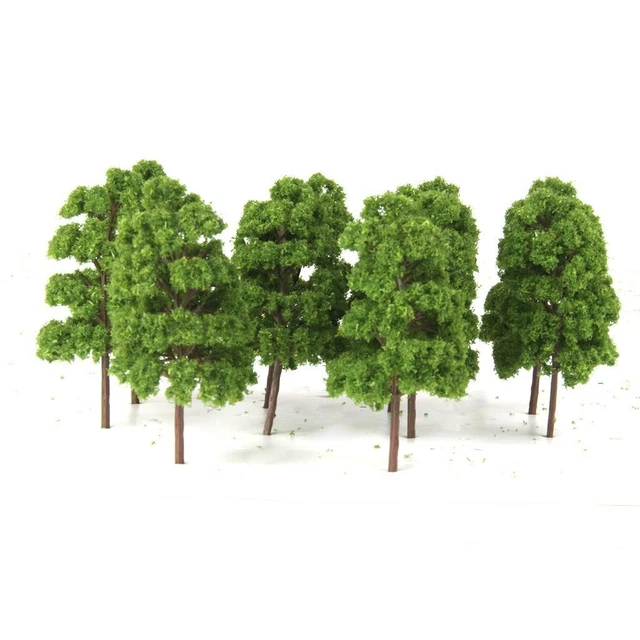 Lot De 10 Arbres Miniatures Échelle HO - 12,5 Cm De Haut, Vert - Pour Décoration Maquettes