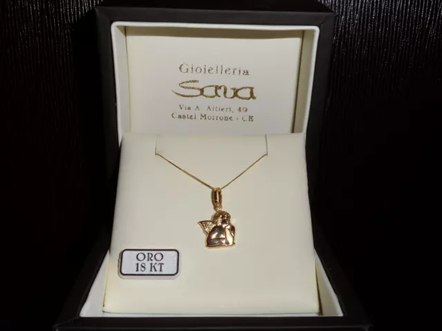 Collana oro giallo 750 18 kt con ciondolo angelo in oro 750 18 kt nuovo