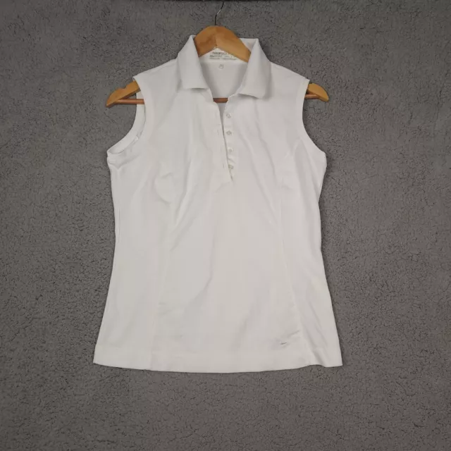 nike golf top womens small white sleeveless Collered