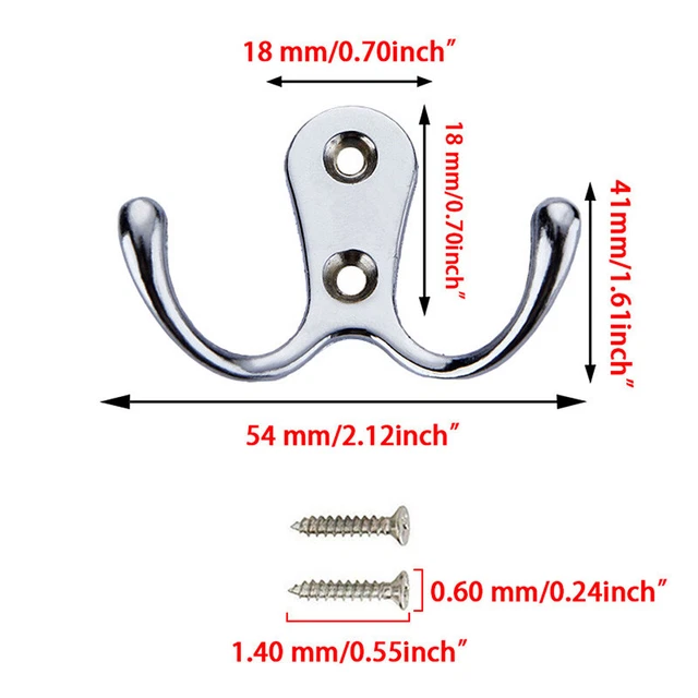 Hanging Metal Double Coat Hooks Heavy Duty Wall Mount Clothes Door Hangers Towel