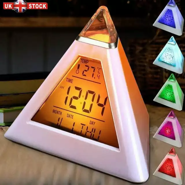 Student Wake Up Alarm Clock Digital LED Thermometer Night Light Kids Bedroom UK