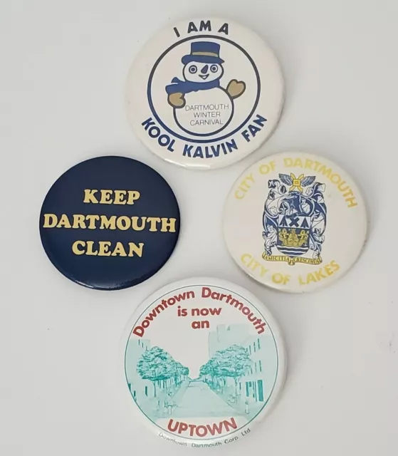 PINS Dartmouth Lapel Buttons Lot Nova Scotia City Downtown Kool Kalvin Vintage