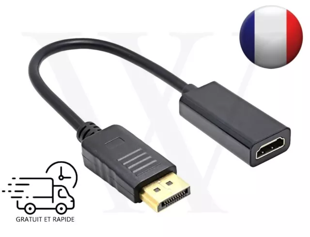 Display Port vers HDMI Femelle Câble adaptateur Convertie 1080P AUDIO ET VIDEO