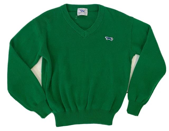THE FOX JC PENNEY Sweater VINTAGE Pullover Green Fox Logo Size 16 Acrylic