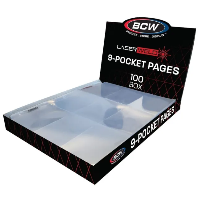 Box of 100 BCW LaserWeld 9-Pocket Baseball / Trading Card Album Pages
