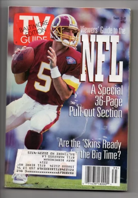 TV GUIDE MAGAZINE Sep 2 1995 Heath Shuler NFL Preview Joe Montana Sela
