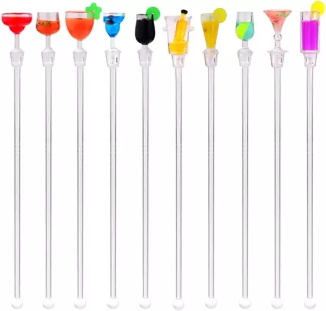 Taicols Swizzle Sticks, 10 Pcs Cocktail Drink Stirrer, Acrylic Clear Shafts S...