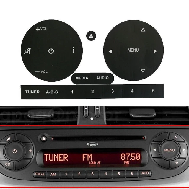 RADIO STEREO WORN Peeling Button Repair Kit Decals Sticker For Fiat 500