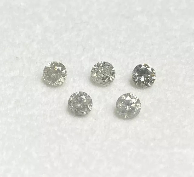 Tiny Natural Diamond 5 Pc 2.3Mm Salt And Pepper Color Round Brilliantcut Diamond