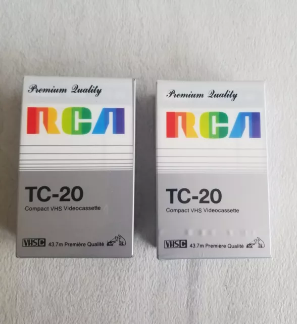 Lot of 2 RCA TC-20 Compact VHS Videocassette Tapes VHSC – New and Sealed NOS