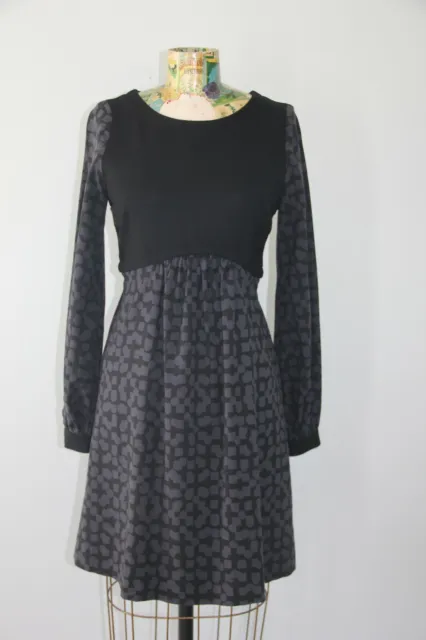 TRINA TURK Black & Grey Silk Blend Shirtdress Dress Long Sleeve Size 2