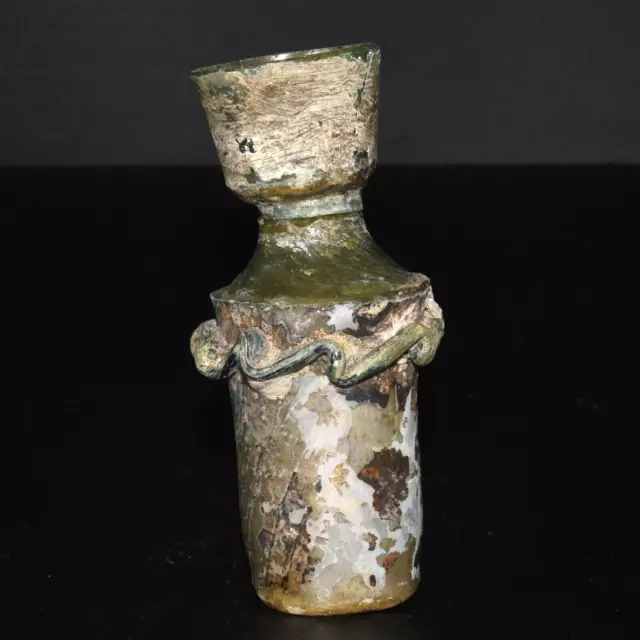 Ancient Roman Glass Bottle with Trailed Glass Decoration Circa 1st - 3rd Century