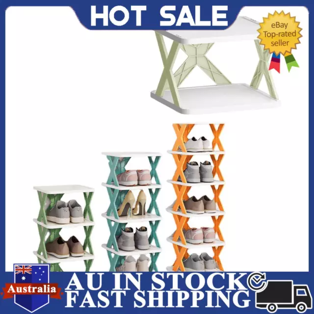 Stackable Shoe Rack Space Saver Multi Layer Organizer Shelf Storage - Blue/Green