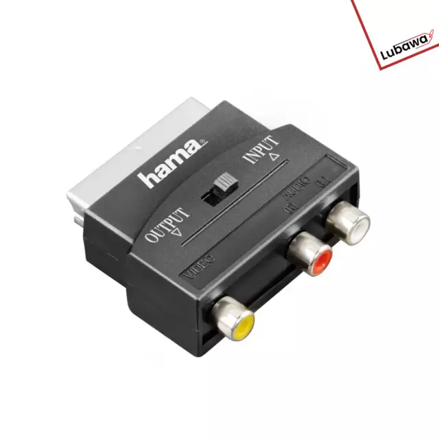 HAMA Video-Adapter, 3 Cinch-Kupplungen (1x Video/Audio L u. R) - Scart-Stecker