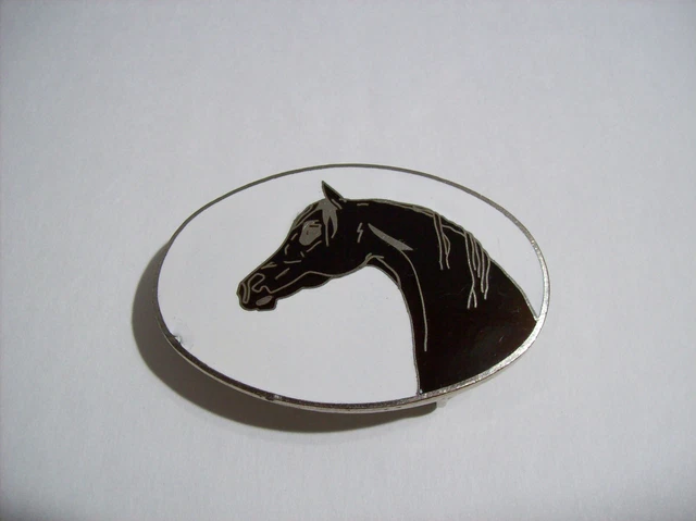 Vintage Horse Enamel Inlay Metal Belt Buckle WESTERN COWBOY COWGIRL RANCHER FARM