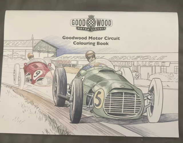 GOODWOOD Libro da colorare circuito motore - GRRC, F1, Moss, Le Mans, berline - NUOVO