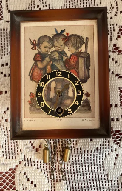 Vintage B Hummel Miniature Clock Ars Sacra 9635 3 Girls W. Germany Windup Clock