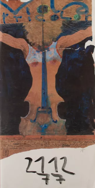 Horst Janssen Plakat Viola Tricolor Frauenakt Geige signiert Offsetdruck 1977