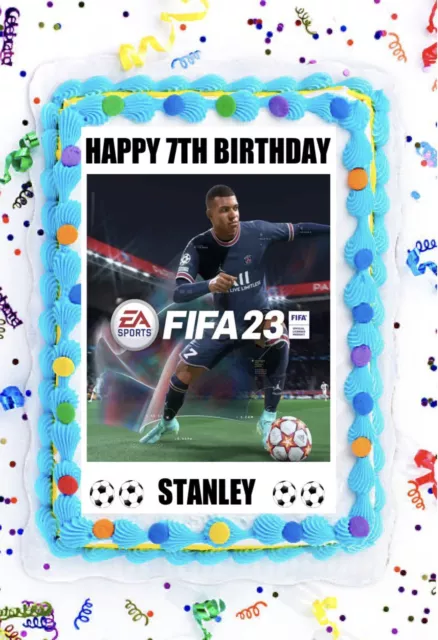 Fifa 23 Inspired Personalised Edible A4 Icing Birthday Cake Topper Decoration