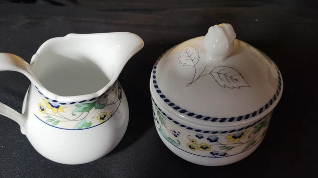 TCM Milchkännchen u.Zuckerdose Streublumen blau gelb Ingres