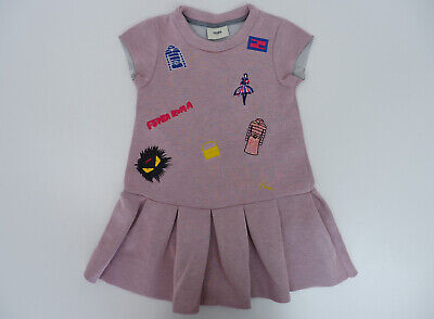 FENDI Kids Girls Skater Neoprene Dress Age 5 Yrs Pink Printed Short Sleeve