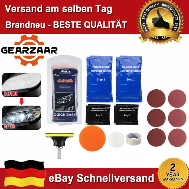 Reparatur Set Scheinwerfer Politur Frontscheinwerfer Polieren Aufbereitung Profi