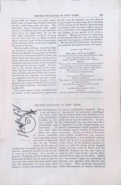 New Buildings New York Vanderbilt Mansion Orig 1883 Article Harper's 21 Pages