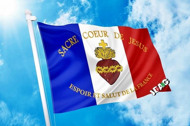 DRAPEAU SACRE COEUR DE JESUS ESPOIR ET SALUT DE LA FRANCE 90 x 150 cm