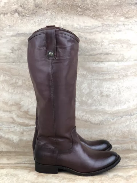 Frye Melissa Button Tall Riding Boots Womens Leather Redwood Brown Horseback