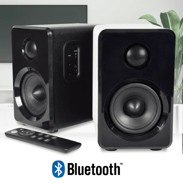 POWERED BLUETOOTH BOOKSHELF Speakers Active Stereo HiFi System Remote