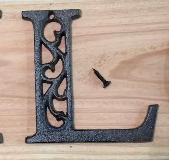 Alphabet House Letter  L  Antique Brown Cast Iron Metal 4.5" Indoor  Outdoor