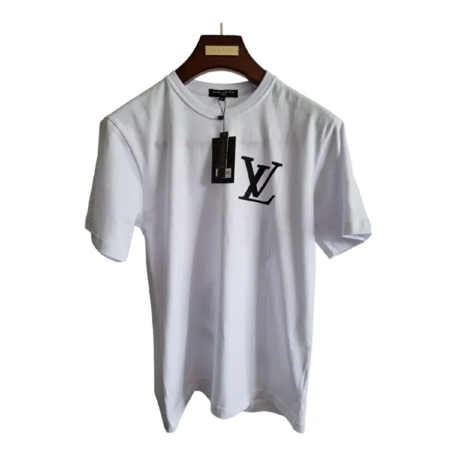 LOUIS VUITTON White Navy Monogram LV Escale Printed T-Shirt Small