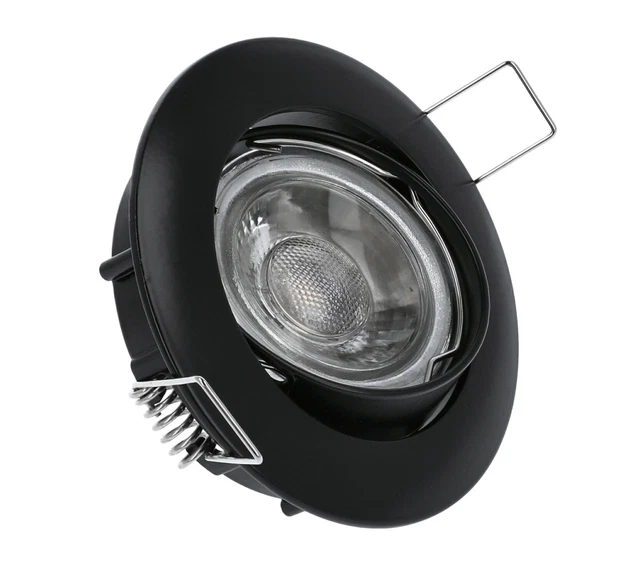 3x Einbaustrahler Schwarz Matt, GU10 Fassung, Schwenkbar, Für LED/Halogen, Bohrloch ø 68 Mm