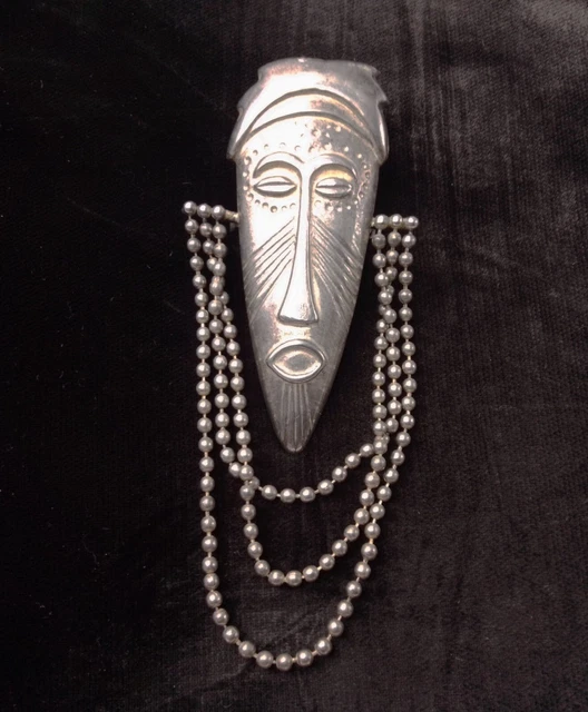 Broche Vintage Art Déco Noire - Émail Chiné Et Cristaux - Ancien Bijou 5028