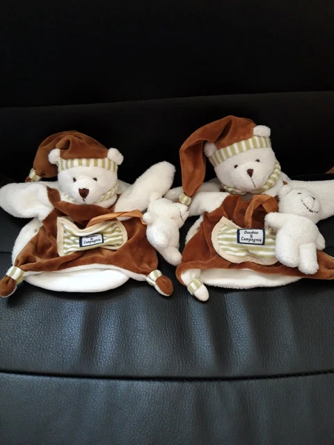 Doudou et compagnie lot doudou marionnette ours marron avec bébé