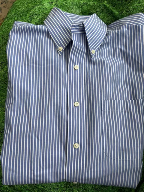 Brooks Brothers Regent L/S Men's Button Down Shirt Sz 14.5 2/3 Blue&White Stripe