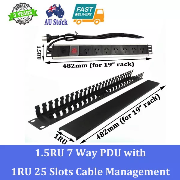 7 Way PDU 19'' Power Distribution Units  25 Slots Cable Management for Cabinet