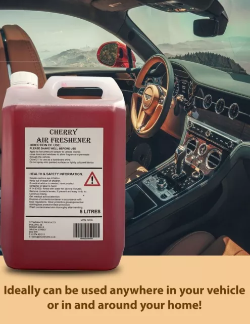 Car Air Freshener Liquid 5L - Car Valeting - Cherry Fragrance - Concentrated