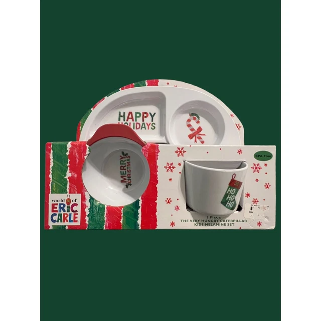 WORLD OF ERIC Carle Very Hungry Caterpillar 3 Piece Christmas Melamine ...