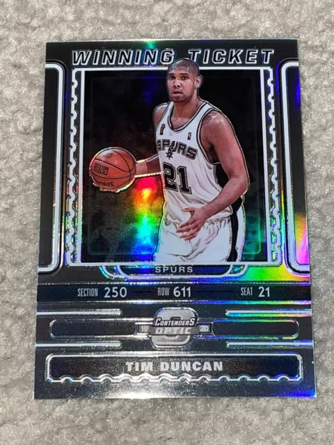 2019-20 Panini Contenders Optic Tim Duncan Winning Ticket Silver Prizm #19 Spurs
