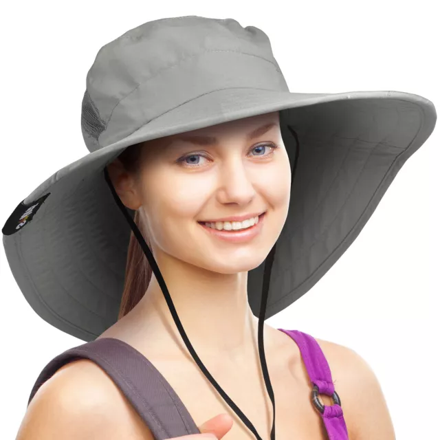 WIDE BRIM SUN Hats for Women UV Protection UPF 50+ Foldable Mesh Net ...