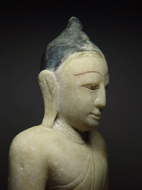 ANTIQUE BURMESE SHAN STATES MARBLE STATUE OF BUDDHA, MYANMAR, 19th C. 9