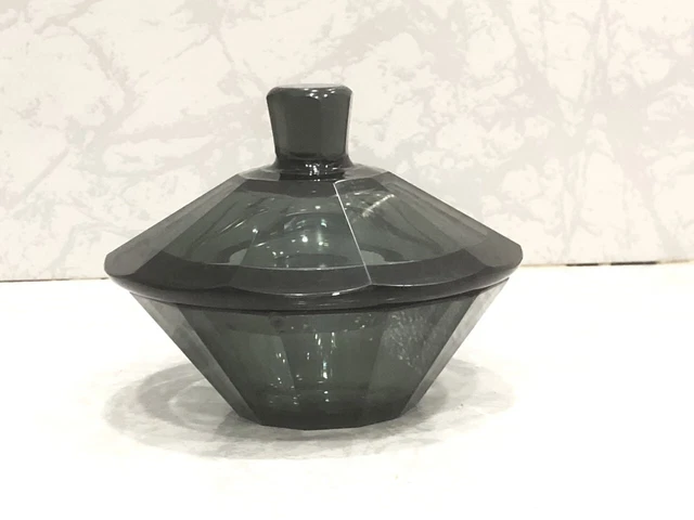 Sucrier collection ancien en verre semi-opaque noir/bleuté design
