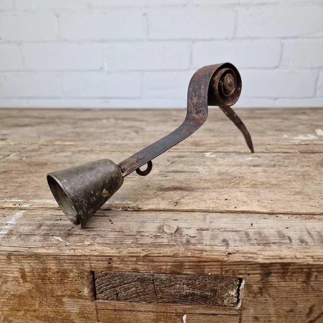 ANTIQUE 19TH CENTURY Wrought Iron and Brass Shop Door Bell. £100.00